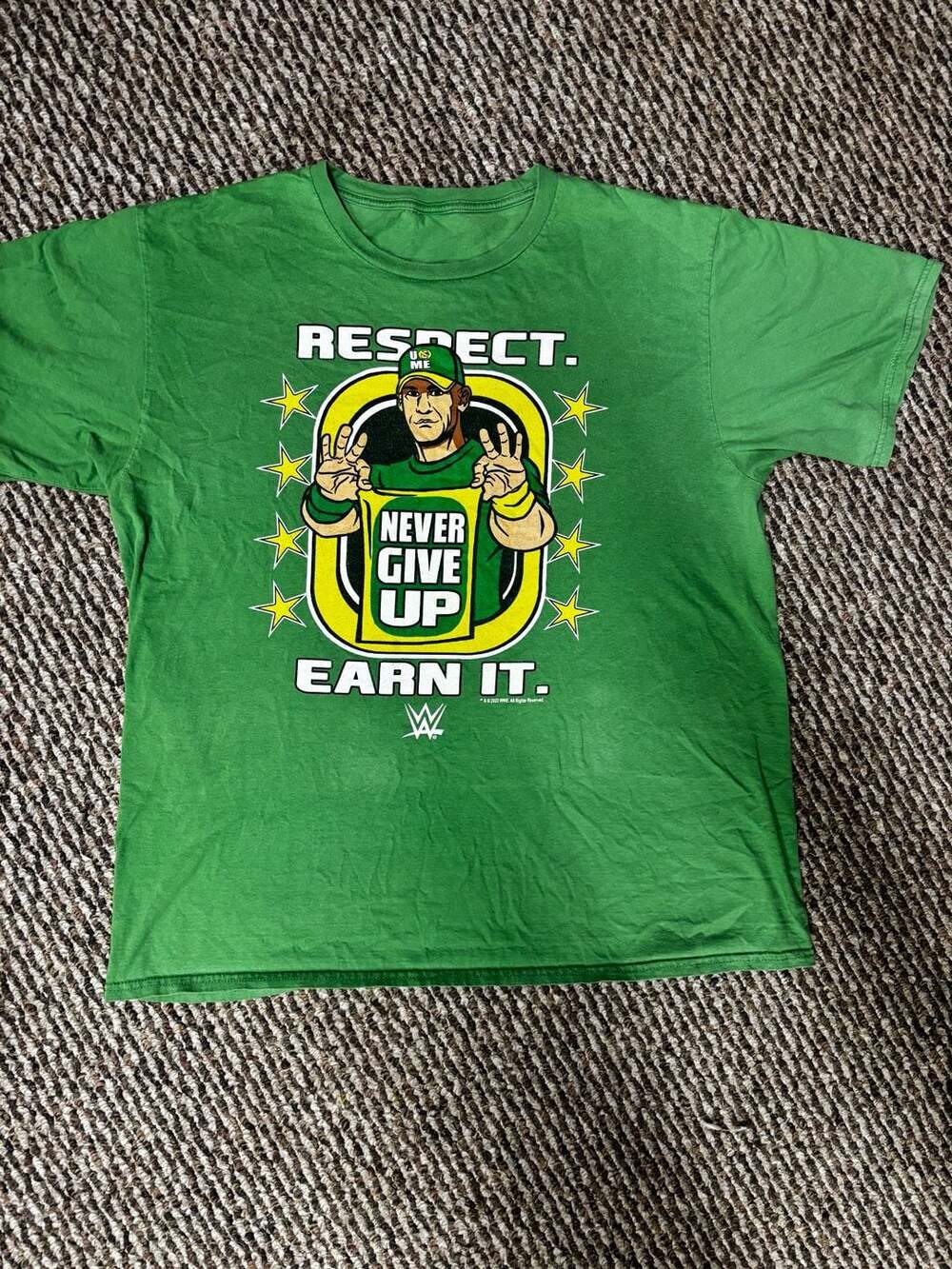 WWE John Cena Never Give Up Respect Earn It Graphic T-Shirt Green